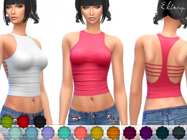 The Sims Resource: Cut Out Strappy Racerback Top by ekinege