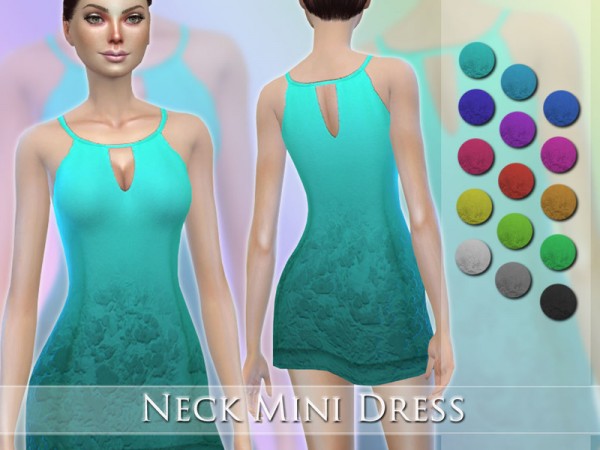  The Sims Resource: Neck Mini Dress by Jaru Sims