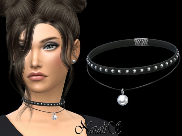  The Sims Resource: NataliS Double choker with single pearl