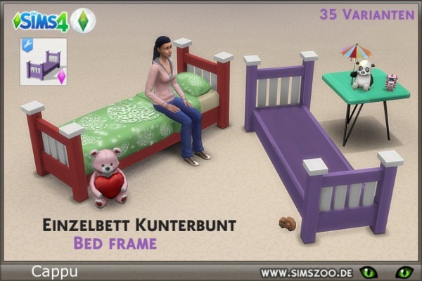  Blackys Sims 4 Zoo: Single bed Kunter colorful by Cappu