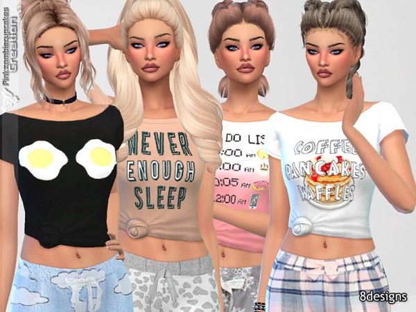  The Sims Resource: Lazy Days Pyjama Tees Collection by Pinkzombiecupcakes