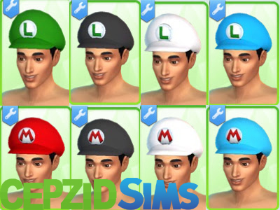  Simsworkshop: Mario Overall Outfits and Hats by cepzid