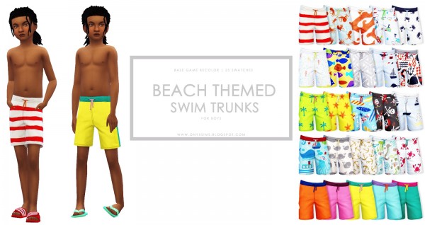  Onyx Sims: Beach Themed Swim Trunks for Boys
