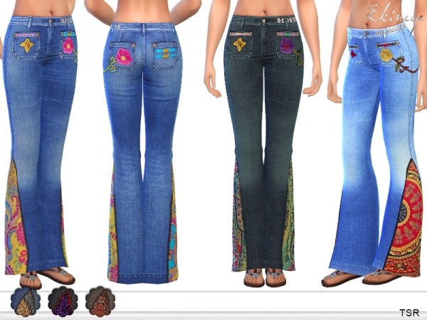  The Sims Resource: Flared Hippie Jeans by ekinege