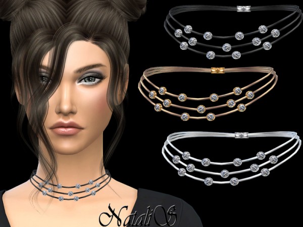  The Sims Resource: Three layered choker with crystals by  NataliS