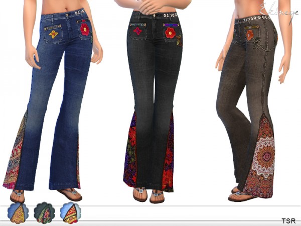  The Sims Resource: Flared Hippie Jeans by ekinege