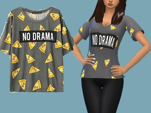  Simsworkshop: No Drama   Pizza T Shirt by CandySimmer