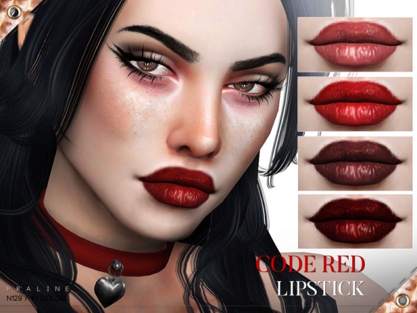  The Sims Resource: Code Red Lipstick N129  by Pralinesims