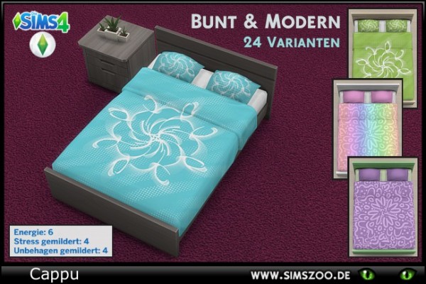  Blackys Sims 4 Zoo: Colorful and Modern bed by Cappu