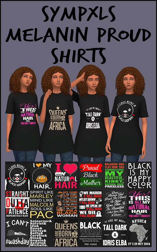 Simsworkshop: Sympxls Melanin Proud Shirts