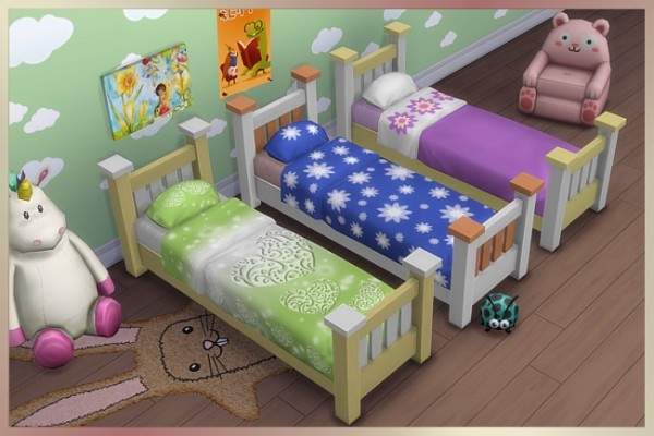  Blackys Sims 4 Zoo: Mesh childrens bed colorful by Cappu