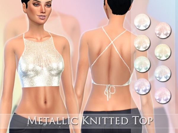  The Sims Resource: Metallic Knitted Top by Jaru Sims