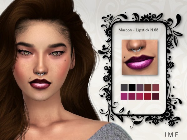  The Sims Resource: Maroon Lipstick N.68 by IzzieMcFire