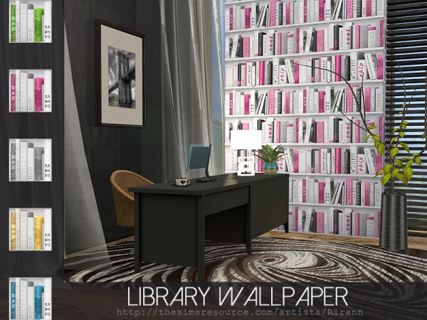  The Sims Resource: Library Wallpaper by Rirann