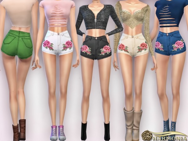  The Sims Resource: Rose Embroidery Spring Fling Shorts by Harmonia