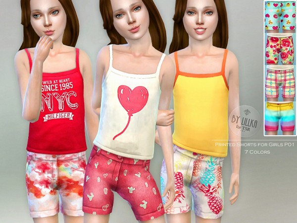  The Sims Resource: Printed Shorts for Girls P01 by lillka