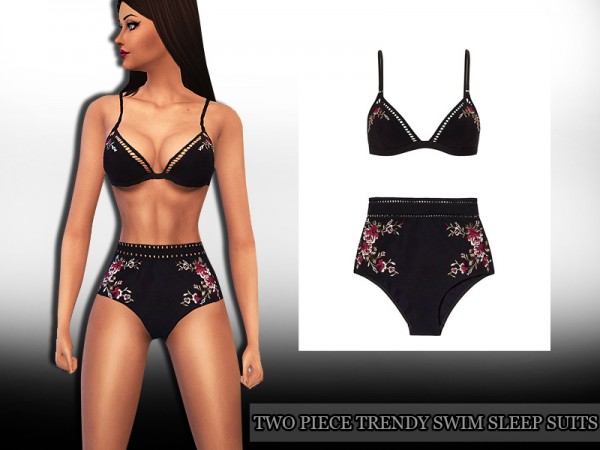  The Sims Resource: Two Piece Trendy Sleep and Swimsuit by Saliwa