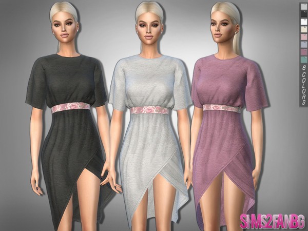  The Sims Resource: 323   Boho Dress With Belt by sims2fanbg