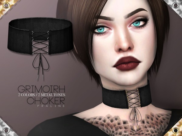 The Sims Resource: Grimoirh Choker by Pralinesims