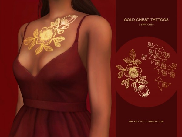  The Sims Resource: Gold Chest Tattoos by magnolia c