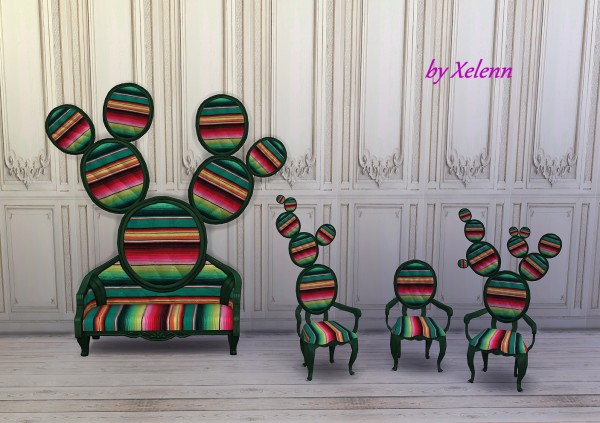  The Sims 4 Xelenn: Cactus Loveseat and dining chairs