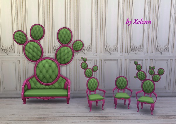  The Sims 4 Xelenn: Cactus Loveseat and dining chairs