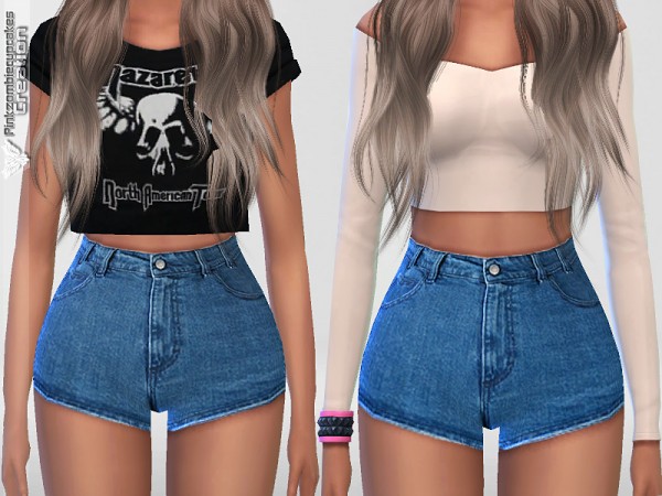  The Sims Resource: Summer Blue Denim Shorts by Pinkzombiecupcakes