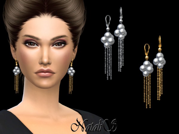  The Sims Resource: NataliS Pearl and chain drop earrings