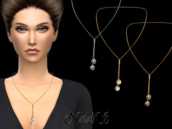  The Sims Resource: NataliS Half pearl lariat necklace