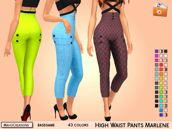  The Sims Resource: High Waist Pants Marlen by MahoCreations