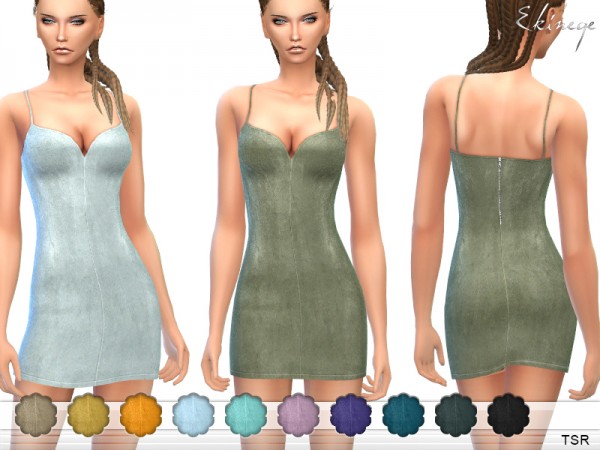  The Sims Resource: Suede Strappy Mini Dress by ekinege