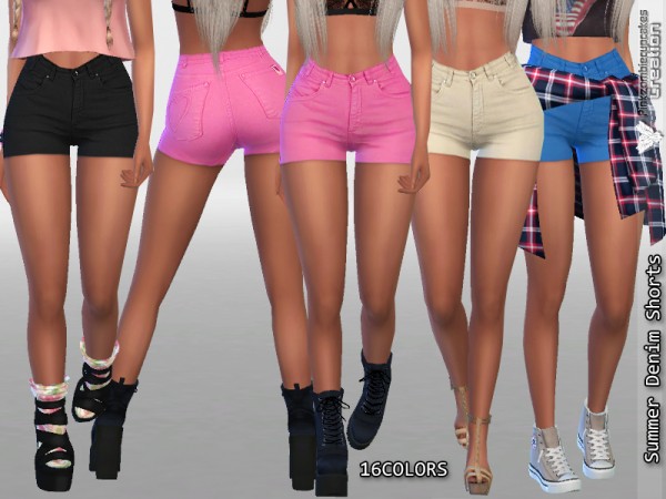  The Sims Resource: Summer Denim Shorts by Pinkzombiecupcakes