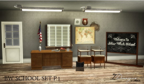  Sims 4 Designs: BW School Set P.1