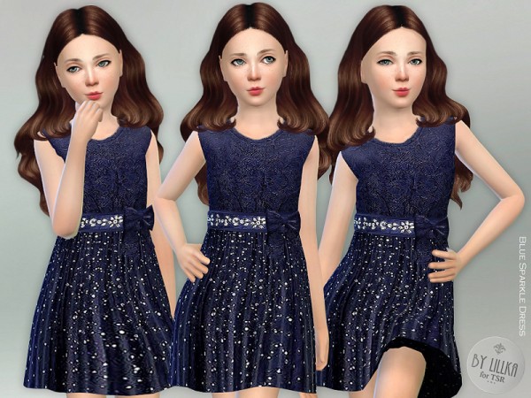  The Sims Resource: Blue Sparkle Dress by lillka