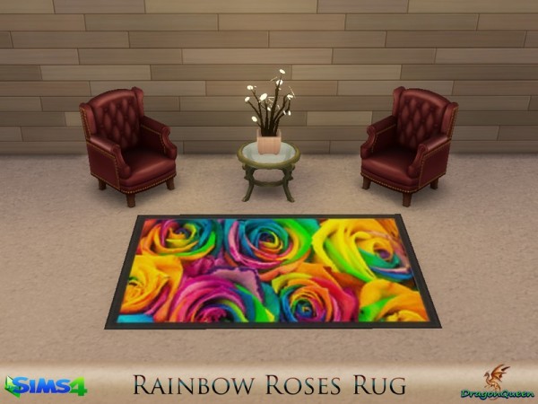 The Sims Resource: Rainbow Roses Rug by DragonQueen