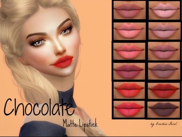  The Sims Resource: Chocolate Matte Lipstick by Baarbiie GiirL