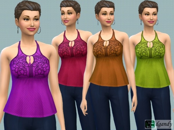  The Sims Resource: Embroidered Halter Top by dgandy