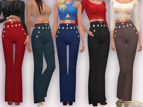  The Sims Resource: Striking High Rise Sailor Pants by Harmonia