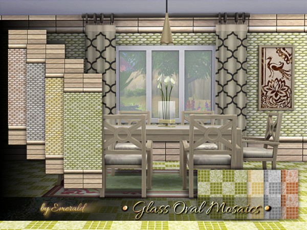  The Sims Resource: Glass Oval Mosaics walls by emerald