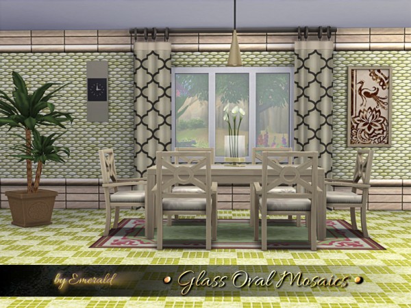 The Sims Resource: Glass Oval Mosaics walls by emerald