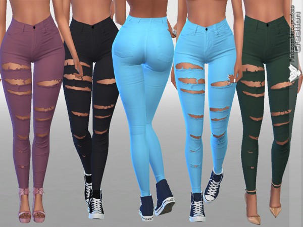  The Sims Resource: White Ripped Summer Jeans in More Colors