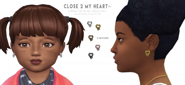  Onyx Sims: Close 2 My Heart Earrings V.2