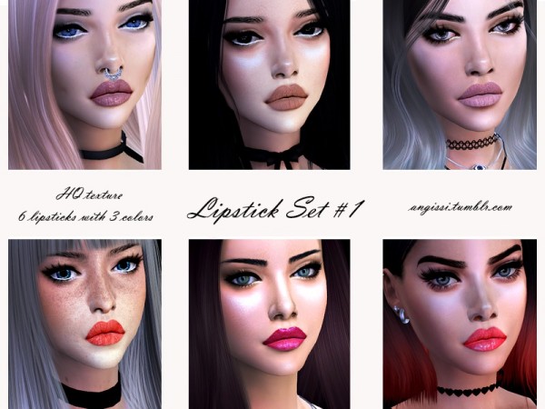  The Sims Resource: Lipstick Set 1 by ANGISSI