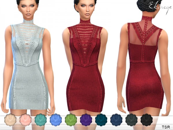  The Sims Resource: Lace Trim Dress by ekinege
