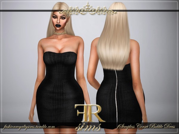  The Sims Resource: Strapless Corset Bubble Dress by FashionRoyaltySims