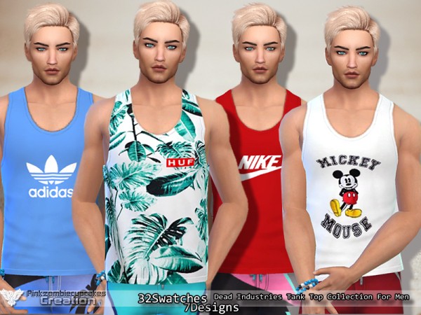  The Sims Resource: Dead Industries Tank Top Collection For Men by  Pinkzombiecupcakes Featured Artist