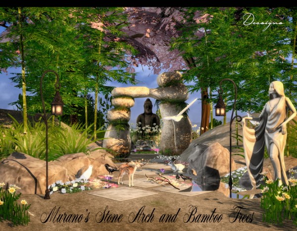 Sims 4 Designs: Muranos Stone Arch and Bamboo Trees