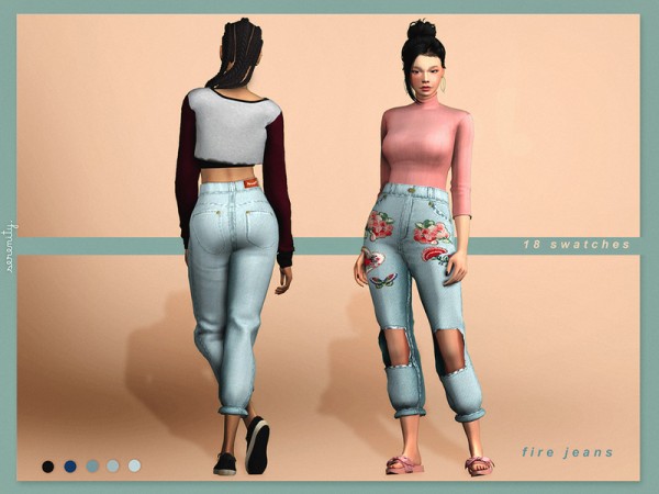  The Sims Resource: Fire jeans by serenity cc