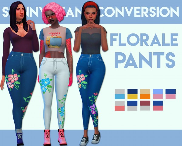  Simsworkshop: Florale Jeans Conversion by Weepingsimmer