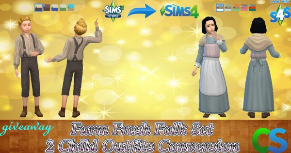  Simsworkshop: Farm Fresh Folk Set   2 child outfits conversted by cepzid